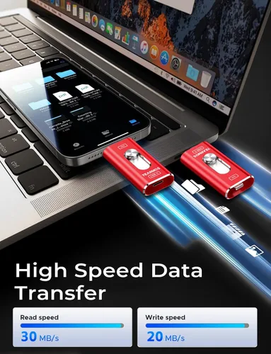 Miniatura 3 de Memoria Stick de 256 GB para iPhone Flash Drive, almacenamiento de teléfono para fotos y videos, copia de seguridad de archivos, compatible con Rojo
