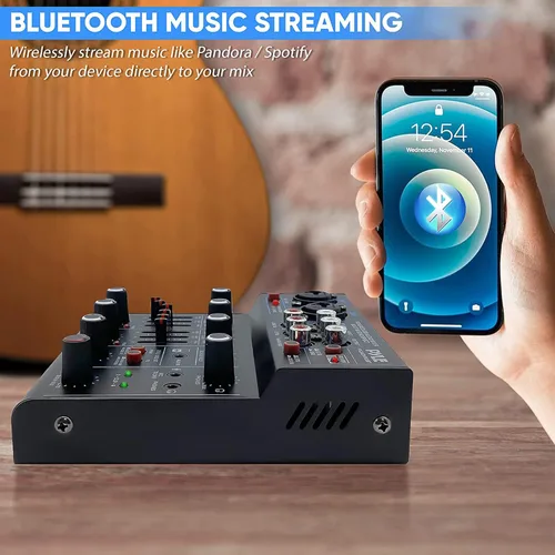 Miniatura 5 de Mezclador de audio inalámbrico profesional Pyle DJ - Mezclador de sonido con controlador Bluetooth de 4 canales, interfaz de audio USB, 2 entradas