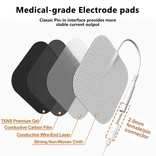 Miniatura 6 de TENS - 24 almohadillas de electrodos SM de 2 x 2 pulgadas, reutilizables hasta 50 veces, almohadillas de repuesto de grado médico sin látex
