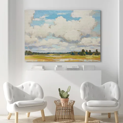 Miniatura 2 de SIGNFORD Lienzo impreso para pared, cielo nublado, bosque verde, prado, naturaleza, desierto, ilustraciones florales botánicas, arte moderno