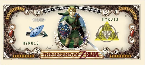 Miniatura 2 de Leyenda de Zelda Billete de un millón de dólares en titular de moneda de grado coleccionista