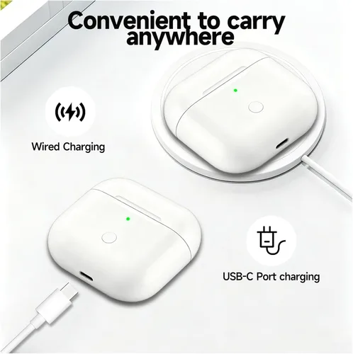 Miniatura 4 de Funda de carga inalámbrica para AirPods de 4ª generación con puerto de carga tipo C, funda de repuesto para cargador Airpod 4 con botón de Funda