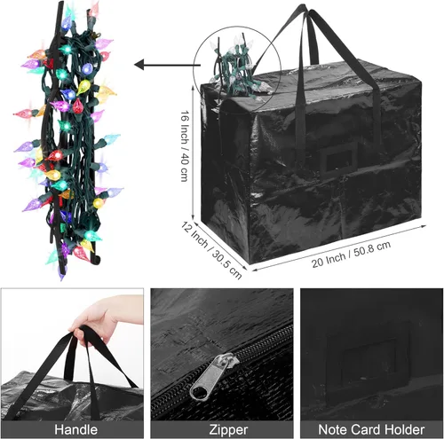 Miniatura 3 de RUODON Paquete de 12 soportes de almacenamiento de luces de Navidad con bolsa de almacenamiento, cuerda colgante, organizador de cuerda para colgar