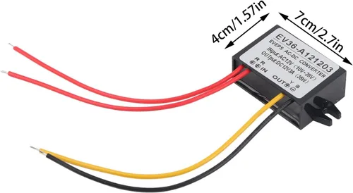 Miniatura 2 de Watris Veiyi Convertidor de voltaje reductor, CA 10-28V a DC12V ± 0.25V, convertidor Buck impermeable para coche/módulo descendente impermeable (3A)