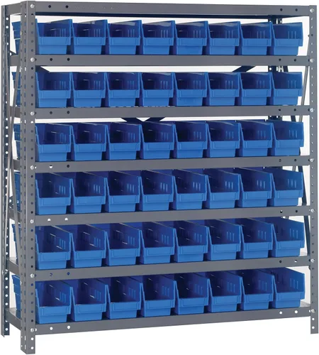 Miniatura 38 de Quantum QSBU-245BK Heavy Duty Shelving Unit with (7) Shelves and (24) QUS245 Black Bins for Garage Warehouse Storage Distribution 400 lb Load