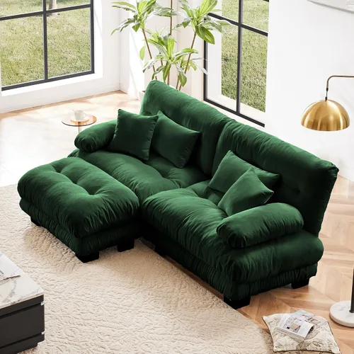 Miniatura 59 de Otomana beige para sofá modular modular, sofá individual, asiento otomano para sofá modular convertible, sofás de terciopelo para sala de estar