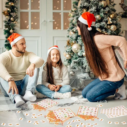 Miniatura 5 de Shappy 35 Piezas Juego de Bingo Navideño de Jengibre Juego de Bingo del Hombre de Jengibre 24 Jugadores Tarjetas para Actividades Familiares