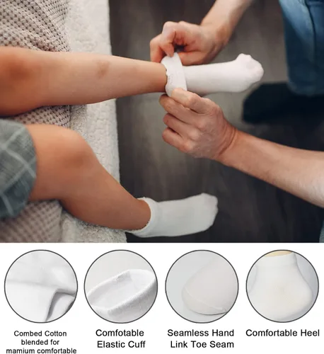 Miniatura 3 de Paquete de docena de calcetines de corte bajo para niños blancos y negros