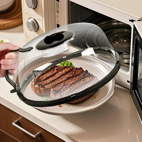 Miniatura 6 de Cubierta para salpicaduras de microondas, cubierta de microondas con vaporizador de agua, cubiertas de plato de 10 pulgadas con mango integrado