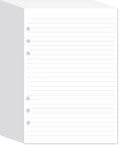 Miniatura 6 de Papel rayado A5 con 6 agujeros perforados, 100 hojas (200 páginas), compatible con organizador Filofax A5, 3.53 oz/m², color blanco