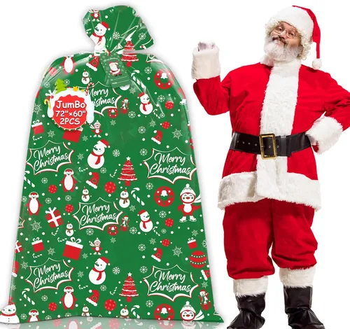 Miniatura 11 de HYmoso 1 pieza bolsas de regalo de Navidad extragrandes, bolsas de regalo jumbo para bicicleta para regalos navideños enormes de gran tamaño, bolsa
