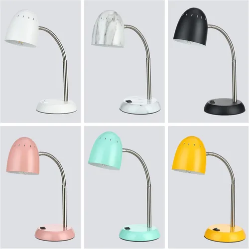 Miniatura 6 de Lámpara de mesa de diseños simples para cuidar los ojos, lámpara de escritorio básica de metal LED E26 con cuello de ganso flexible, lámpara