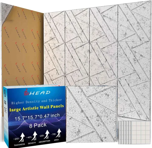 Miniatura 38 de BSHEAD 10 piezas de paneles acústicos de microfibra de 165dtex, paneles de pared insonorizantes autoadhesivos, paneles de espuma de 12 x 12 x 0.4