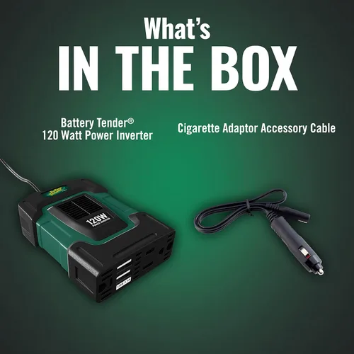 Miniatura 4 de Battery Tender Inversor de corriente de 120 vatios, inversor de coche de 12 voltios CC a 115 voltios de CA con adaptador de coche USB dual de 5