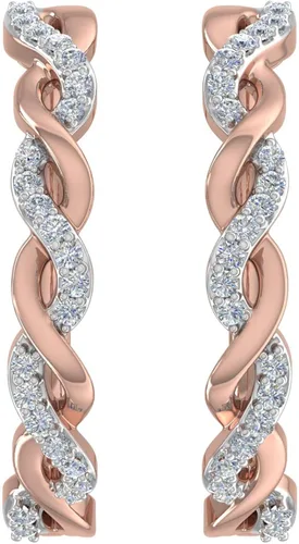 Miniatura 2 de Pendientes de aro con diamantes de oro de 10 quilates (claridad I1-I2, 15 quilates)