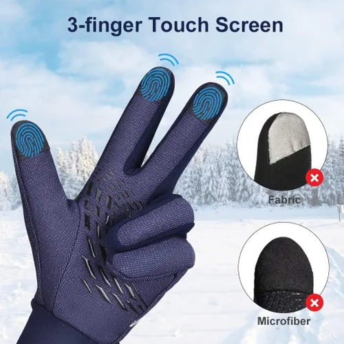 Miniatura 3 de Guantes de invierno para hombres y mujeres, para pantalla táctil para clima frío, antideslizantes, guantes cálidos con forro térmico de punto suave