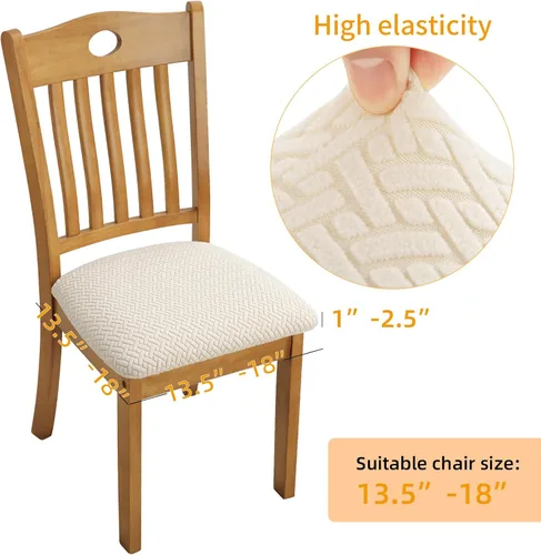Miniatura 3 de Fuloon Fundas Elásticas para Cojines de Asiento 6 Piezas, Fundas Lavables para Asientos de Sillas, Fundas de Sillas para Comedor, Hotel, Ceremonia