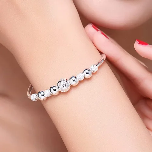 Miniatura 2 de Pulsera giratoria de cuentas de plata de ley 925 para mujer, para ansiedad, descomprimir libremente, herramientas abiertas, inspiraciones