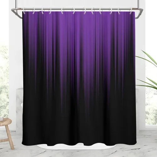 Miniatura 23 de AAtter - Cortina de ducha negra y gris con arte abstracto ombre gótico gótico estético para hombres, extra larga XL grande, de tela para decoración
