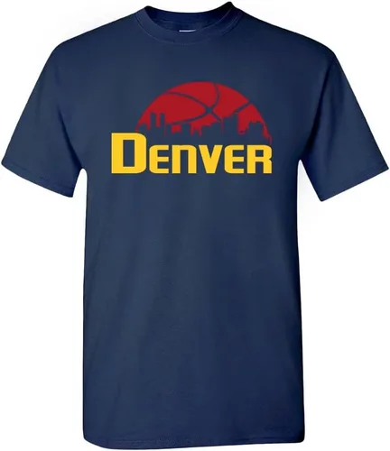 Xtreme Apparrel Camiseta Team Cityscape Skyline para los fanáticos del baloncesto Denver - Camisa azul marino