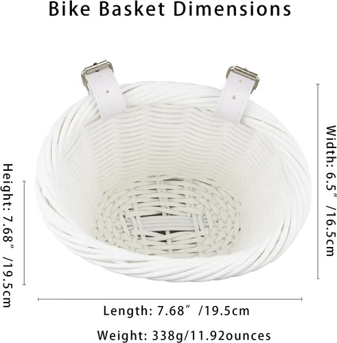 Miniatura 2 de MEGHNA Mini cesta tejida para bicicleta para manillar de bicicleta para niña y niño para scooter, varios colores Blanco