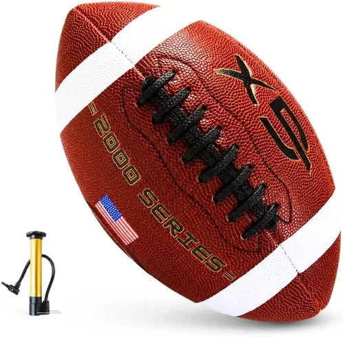 Fútbol oficial tamaño 9, colección de la serie 2000, construcción de cuero de primera calidad, fútbol americano con bomba de bola, tamaño