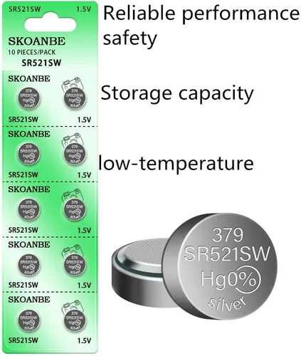 Miniatura 2 de SKOANBE Batería de reloj de celda de moneda con botón 10PCS SR521SW AG0 LR521 379 1.5v