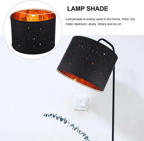Miniatura 2 de Pantalla de lámpara de mesa, pantalla de repuesto para lámpara de tambor estrellado, pantalla de barril de estrella, clip, cubierta de luz