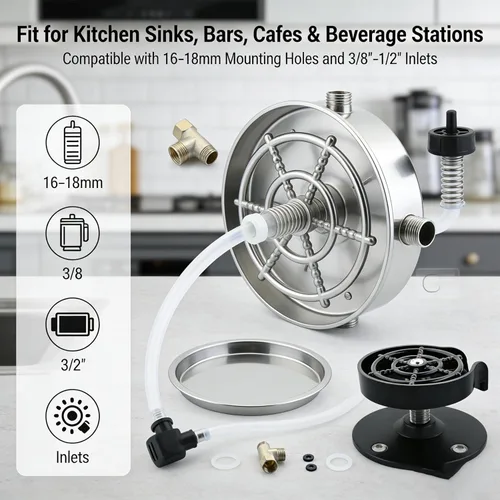 Miniatura 2 de con bandeja negra Enjuagador de vidrio Piezas Bar Enjuagador de vidrio Cabeza del grifo, Dispositivo de limpieza automática Copa de agua Tanque