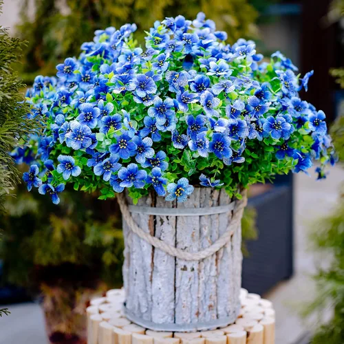 Miniatura 4 de Axylex - Flores Artificiales para Exteriores, Plantas Falsas - 16 Paquetes de Verdería Artificial para Exteriores, Arbustos de Boj de Plástico Sin