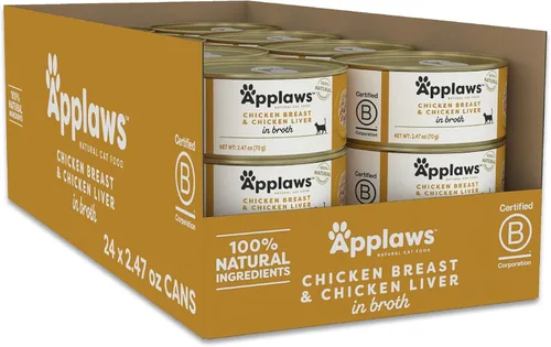 Miniatura 20 de Applaws Alimento húmedo natural para gatos en caldo, alimento húmedo enlatado de ingredientes limitados, sin aditivos, hecho con ingredientes