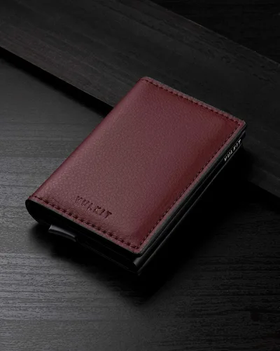 Miniatura 5 de VULKIT Tarjetero de crédito con bloqueo RFID, de cuero, automático, de aluminio, delgado, para tarjetas de visita