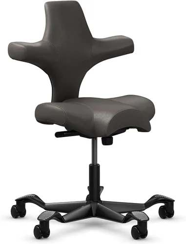 Miniatura 21 de HAG Capisco Silla de escritorio estándar ajustable, marco negro, asiento negro de vinilo ónix
