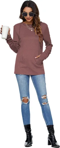Miniatura 3 de AUSELILY Sudadera Hoddie de manga larga con cordones y agujeros para el pulgar para mujer