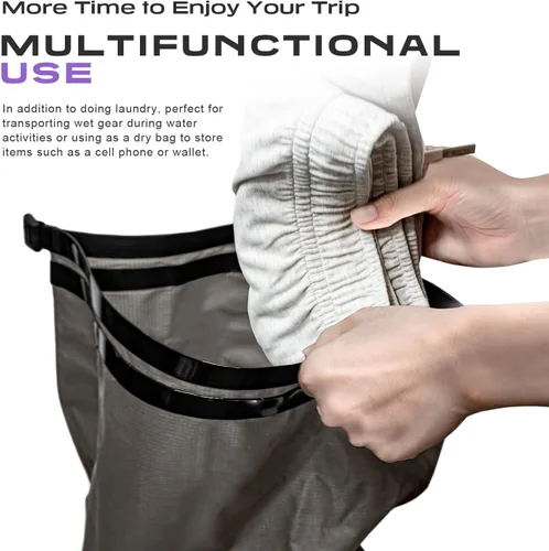 Miniatura 8 de ETROL Bolsa de lavado portátil, lavadora manual ligera para viajes, camping, lavandería, ropa de bebé, no eléctrica, con salida de agua inferior y 2