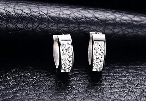 Miniatura 4 de KARAY Aretes de aro de acero inoxidable para mujer y hombre, aretes tipo huggie con circonita cúbica, hipoalergénicos, 18G