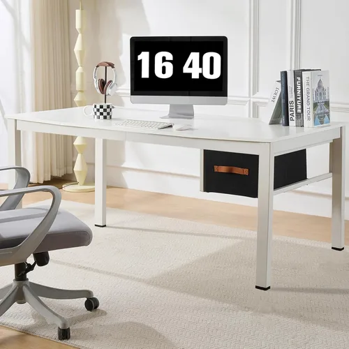 Miniatura 6 de Escritorio blanco para computadora con cajón, escritorios de trabajo de oficina en casa de 47 pulgadas, escritorio moderno para computadora