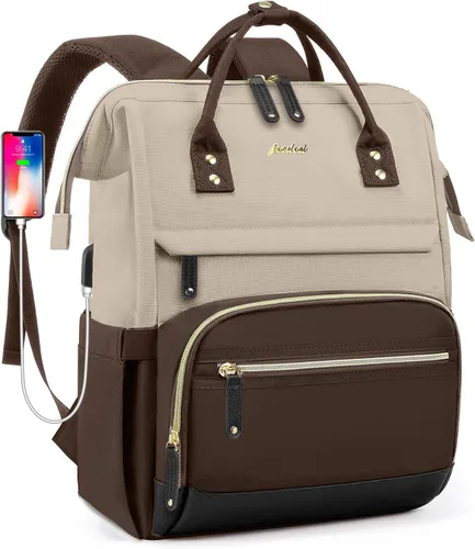 Miniatura 14 de FOCDOD - Mochila para laptop de mujer, para trabajo - Compatible con laptops de 15.6 pulgadas con compartimento para computadora, impermeable