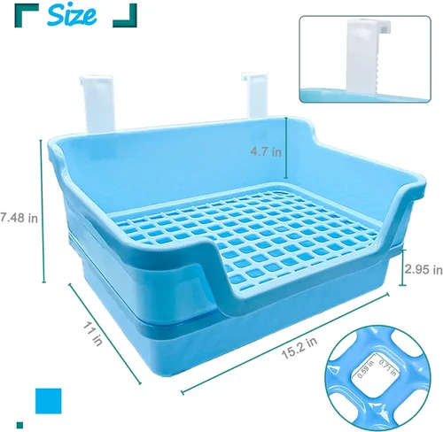 Miniatura 7 de Hamiledyi Caja de arena extra grande para conejos, inodoro de esquina para mascotas, entrenador de orinal para animales pequeños, bandeja de arena