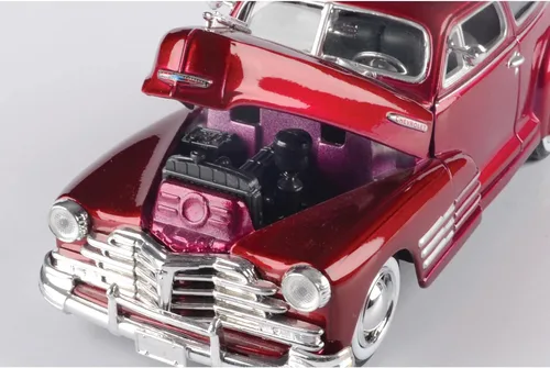 Miniatura 5 de 1948 Chevy Aerosedan Fleetline, rojo - Motormax Premium American 73266-1/24 escala modelo de automóvil fundido a presión, unisex para niños