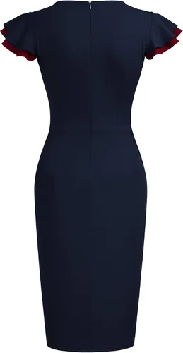 Miniatura 6 de Miusol Vestido de Noche Vintage con Cuello en V Profundo Estilo Naval para Mujer de Lápiz