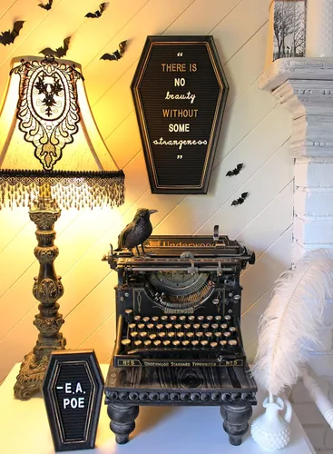 Miniatura 2 de Letrero de tablero de letras de ataúd [combo grande y mini] – Decoración de bruja, decoración gótica para el hogar, tablero de palabras con letras
