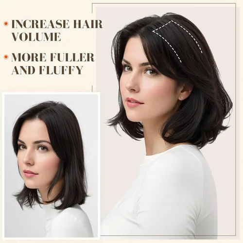 Miniatura 3 de S-noilite Extensiones de cabello corto con broches, 100% cabello humano real, 2 clips, extensiones con clip para mujeres con cabello delgado, añade