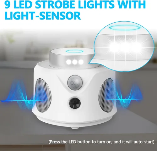 Miniatura 2 de Repelente de ratones ultrasónico, repelente de ratones de 360° para interiores, disuasorio de ratas para deshacerse de los ratones con luces LED