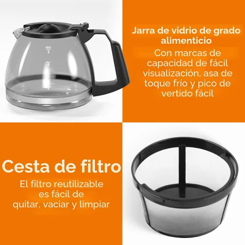 Miniatura 7 de Electactic Cafetera programable de goteo para 5 tazas, una máquina de café compacta con reloj digital y temporizador programable de 24 horas