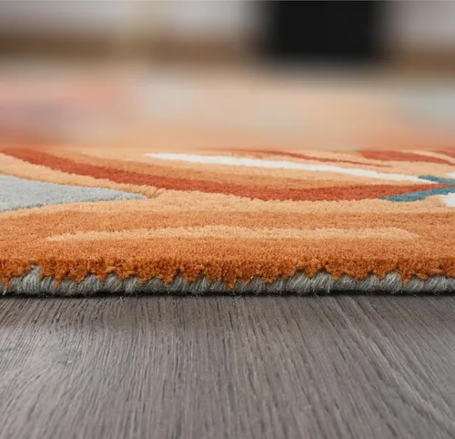 Miniatura 8 de Restoration and Renovation Alfombra de lana floral copetuda a mano Diseño moderno de flores coloridas, alfombra gruesa y suave para sala de estar