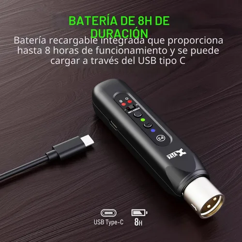 Miniatura 2 de Xvive P3 Receptor Bluetooth XLR Inalámbrico, Adaptador Bluetooth para Altavoces, Mezclador de Audio, Sistemas de Sonido, Sistemas de DJ, Recargable