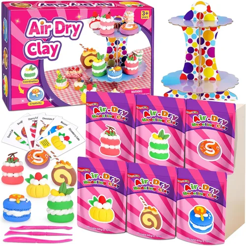 Miniatura 11 de ifergoo Kit de arcilla seca al aire para niños, 60 colores de arcilla mágica para modelar, ultraligero, seguro y no tóxico, juguete de moldeo