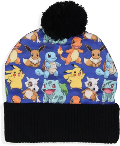 Miniatura 2 de Bioworld Pokemon - Gorro sublimado Pikachu Eevee Charmander Squirtle Bulbasaur puño Pom Beanie Hat Multicolor, Multi colorido
