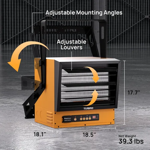 Miniatura 7 de TURBRO 15,000 W Calentador Eléctrico de Garaje, 240 V, Conexión Directa, Habilitado para WiFi, Calentador de Taller con Ventilador, Protección